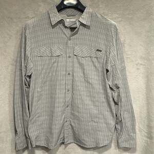 Columbia PFG Long Sleeve Plaid Shirt, Grey/White - Large
